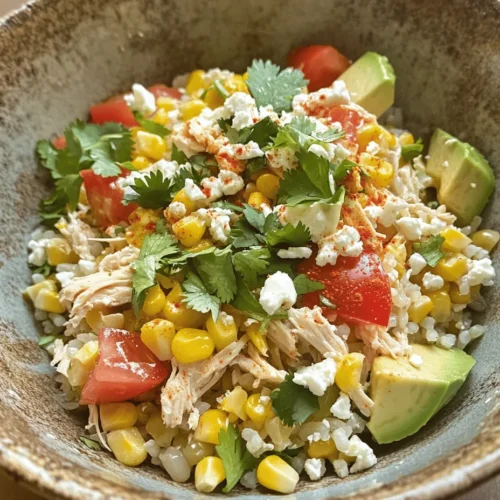The Easy Street Corn Chicken Rice Bowl is a culinary delight that combines vibrant flavors, nutritious ingredients, and effortless preparation. In just 20 minutes, you can whip up a dish that not only satisfies your hunger but also pleases your taste buds. This recipe is particularly ideal for busy weeknights when time is of the essence or as a wholesome lunch option that packs well for on-the-go meals. The simplicity of this dish lies in its accessibility; it requires minimal cooking skills and utilizes readily available ingredients, making it a perfect choice for both novice cooks and seasoned chefs alike.