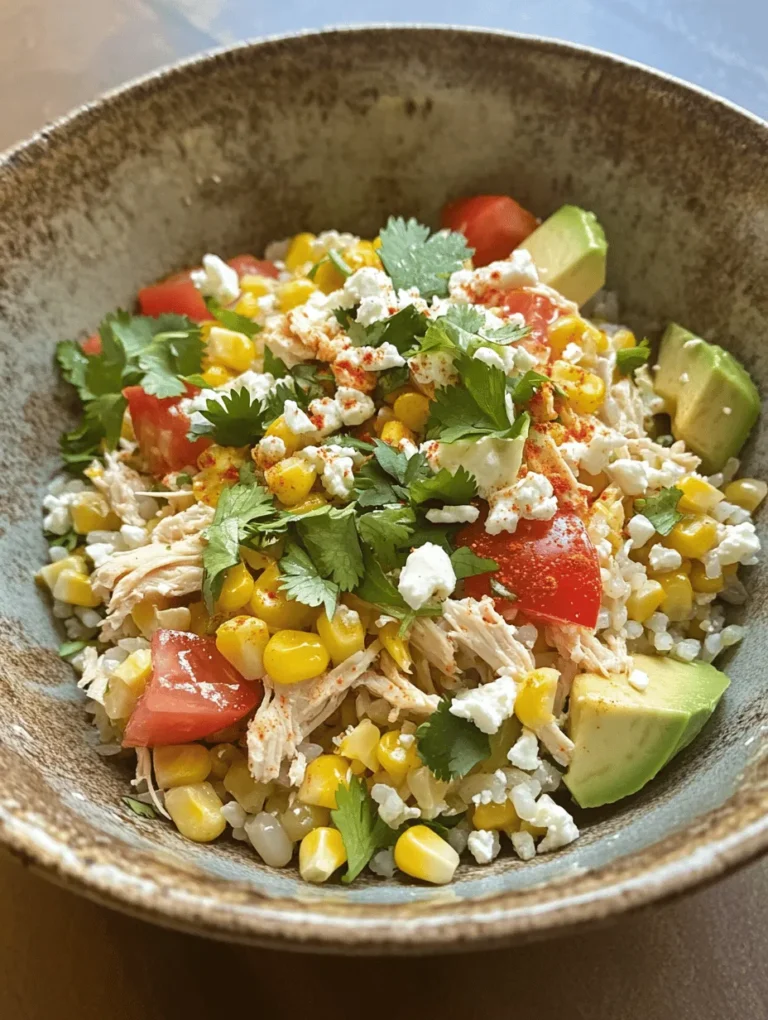 The Easy Street Corn Chicken Rice Bowl is a culinary delight that combines vibrant flavors, nutritious ingredients, and effortless preparation. In just 20 minutes, you can whip up a dish that not only satisfies your hunger but also pleases your taste buds. This recipe is particularly ideal for busy weeknights when time is of the essence or as a wholesome lunch option that packs well for on-the-go meals. The simplicity of this dish lies in its accessibility; it requires minimal cooking skills and utilizes readily available ingredients, making it a perfect choice for both novice cooks and seasoned chefs alike.