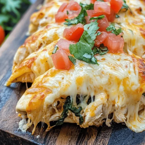 If you’re a cheese lover looking for a comforting meal that’s both satisfying and easy to prepare, look no further than Cheesy Garlic Chicken Wraps. This delectable dish brings together tender chicken, rich cheeses, and aromatic garlic, all wrapped in a soft tortilla, making it a perfect option for family dinners or casual gatherings. The beauty of wraps lies in their versatility; they can cater to various dietary preferences and are easily customizable to suit your taste. Whether you’re serving them for a weeknight meal or at your next potluck, Cheesy Garlic Chicken Wraps are sure to delight everyone at the table.