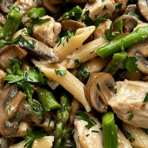 Are you in search of a meal that brings comfort, flavor, and nutrition to your dinner table without consuming your entire evening? Look no further than Creamy Mushroom and Asparagus Chicken Penne! This dish perfectly marries the earthiness of mushrooms and the freshness of asparagus with tender chicken and perfectly cooked penne pasta, all enveloped in a luscious creamy sauce. Not only is this recipe a crowd-pleaser, but it can also be prepared quickly, making it an ideal choice for busy families and weeknight dinners. Pasta lovers will find themselves enchanted by the delightful blend of flavors and textures in this dish, while health-conscious eaters will appreciate the balance of protein and vegetables.