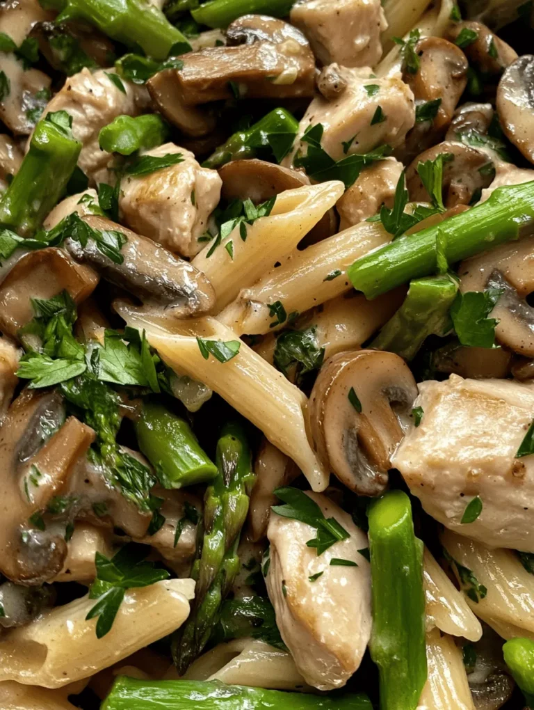 Are you in search of a meal that brings comfort, flavor, and nutrition to your dinner table without consuming your entire evening? Look no further than Creamy Mushroom and Asparagus Chicken Penne! This dish perfectly marries the earthiness of mushrooms and the freshness of asparagus with tender chicken and perfectly cooked penne pasta, all enveloped in a luscious creamy sauce. Not only is this recipe a crowd-pleaser, but it can also be prepared quickly, making it an ideal choice for busy families and weeknight dinners. Pasta lovers will find themselves enchanted by the delightful blend of flavors and textures in this dish, while health-conscious eaters will appreciate the balance of protein and vegetables.