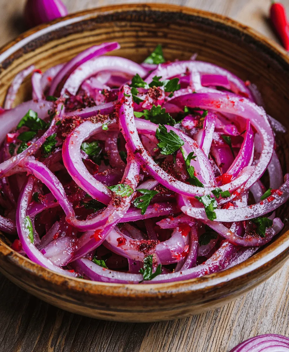 Sumac onions are a vibrant and flavorful dish that can elevate any meal with their unique tanginess and freshness. Originating from the rich culinary traditions of the Middle East, this dish captures the essence of a region known for its bold flavors and aromatic spices. Sumac, the star ingredient, lends a zesty, lemony flavor that perfectly complements the natural sweetness of red onions. As a side dish or topping, sumac onions not only enhance the taste of your favorite meals but also add a beautiful splash of color to your plate.