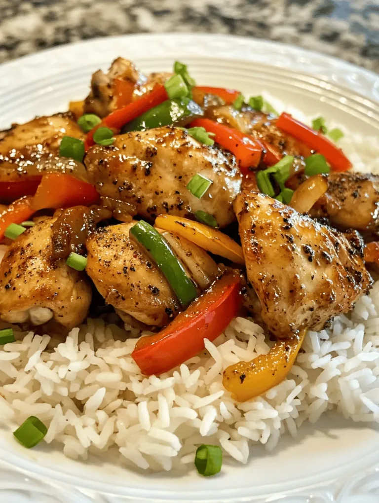 Welcome to the vibrant and mouthwatering world of Asian-inspired cuisine! Today, we will explore a dish that epitomizes the bold flavors and tantalizing aromas characteristic of this culinary tradition—Sizzling Black Pepper Chicken. This delightful recipe is the perfect blend of tender chicken thighs, freshly ground black pepper, and a colorful medley of vegetables, making it a fantastic choice for both weeknight dinners and special occasions.