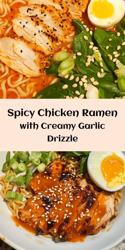 Spice up your dinner with this Fiery Chicken Ramen featuring a creamy garlic sauce that adds a delicious twist! This quick and easy recipe combines tender chicken thighs, fresh vegetables, and flavorful gochujang for a broth that warms the soul. Serve with a drizzle of zesty garlic sauce for an extra kick. Perfect for a cozy night in, this dish is sure to impress! Ready in just 30 minutes, it’s a must-try for ramen lovers!