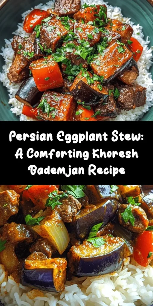 Discover the delightful flavors of Khoresh Bademjan, a traditional Persian eggplant stew that warms the soul! This hearty dish features tender eggplants, succulent meat (or a flavorful vegetarian substitute), and a blend of spices that create a rich, comforting sauce. Perfect over fluffy basmati rice and garnished with fresh herbs, it's ideal for family dinners or cozy gatherings. Try this recipe for a taste of Persian cuisine that everyone will love!