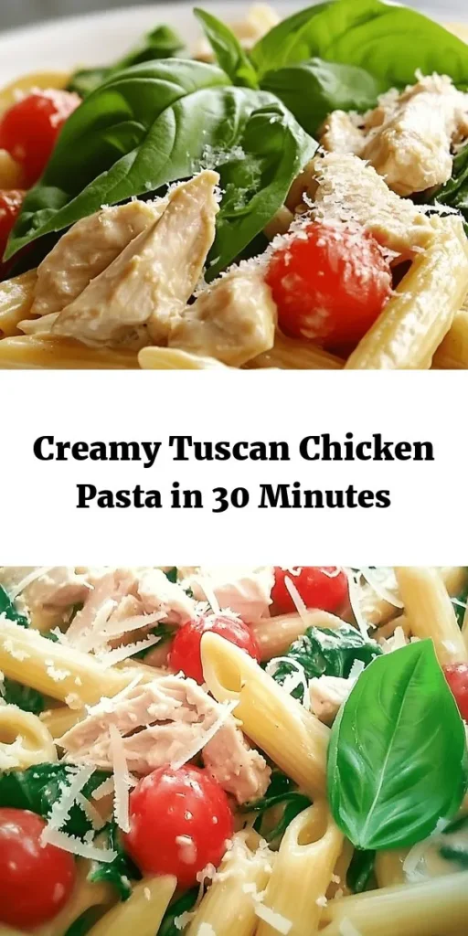 Discover the mouthwatering flavors of Easy Tuscan Chicken Pasta! This delightful dish features tender chicken, al dente penne, and vibrant cherry tomatoes all brought together in a creamy sauce. With garlic, fresh spinach, and a sprinkle of Parmesan, it's a comforting meal perfect for any weeknight. Enjoy a taste of Italy in your kitchen with this simple recipe that's quick to make and sure to impress. Ready to give it a try? Don't miss out!