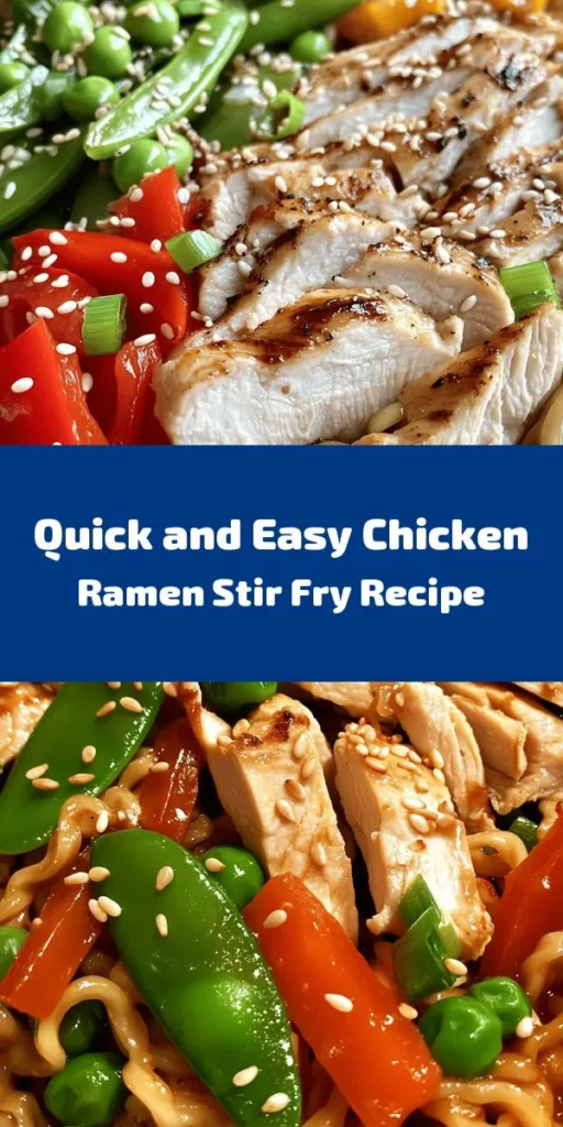Whip up a delicious Chicken Ramen Stir Fry that’s both quick and satisfying! Made with tender chicken breast, colorful veggies like bell peppers and snap peas, and flavorful aromatics, this dish is ready in just 30 minutes. The instant ramen noodles bring the perfect texture, while a savory sauce made with soy and sesame oil elevates every bite. Perfect for a weeknight dinner, serve it up with a sprinkle of sesame seeds for that finishing touch!