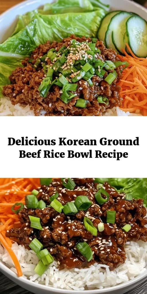 Discover the perfect weeknight dinner with this Korean Ground Beef Bowl! Packed with flavorful ground beef seasoned with soy sauce, brown sugar, and a touch of gochujang, it's a delightful blend of sweet and spicy. Serve it on a bed of fluffy jasmine rice, topped with fresh veggies like cucumbers and shredded carrots. Garnish with sesame seeds and green onions for added crunch. Quick to prepare and delicious, this dish is sure to impress! 🍚🥢