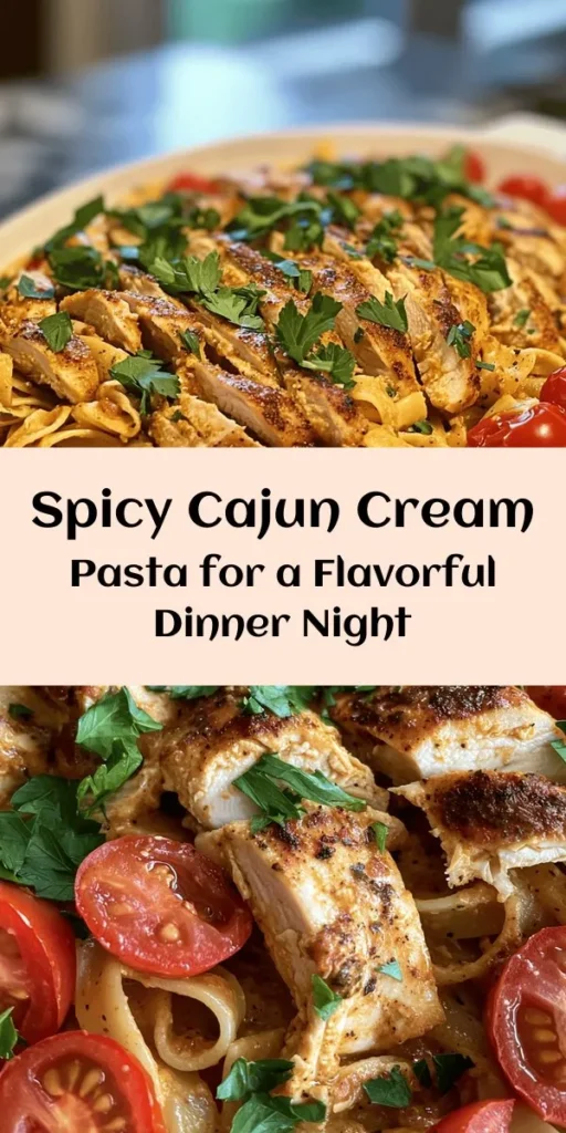 Discover a taste of the South with this Spicy Cajun Cream Dream Pasta! This creamy, flavor-packed dish combines tender chicken, fresh veggies, and a rich sauce featuring Cajun seasoning and Parmesan cheese, all tossed with your favorite pasta. Perfect for a quick weeknight dinner, it takes just 30 minutes to prepare. Top it off with cherry tomatoes and parsley for a burst of color. Ready to spice up your dinner table? Try this recipe today!