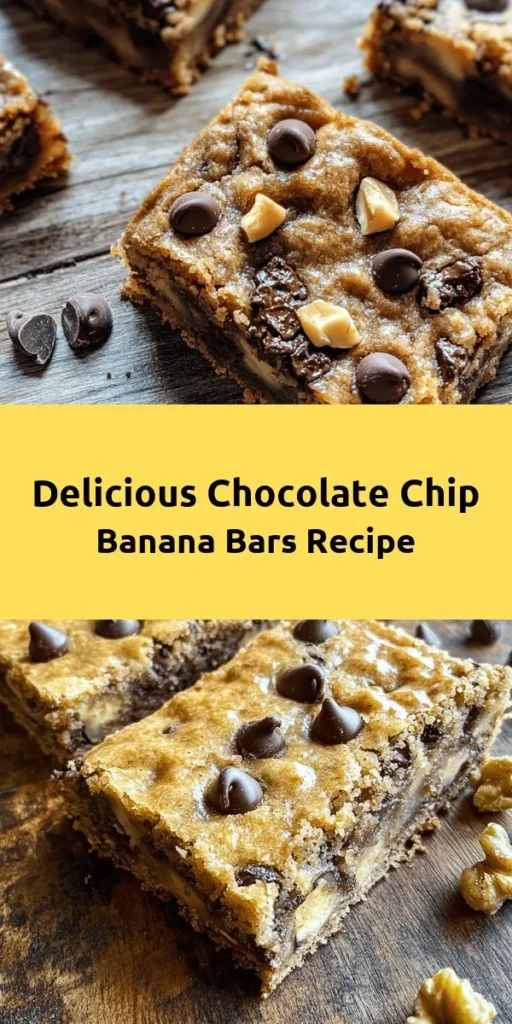 Indulge in these delightful Chocolate Chip Banana Bars that are perfect for snacking or dessert! Made with ripe bananas and loaded with chocolate chips, this easy recipe will have you baking like a pro. With a rich and moist texture, these bars blend the sweet flavor of bananas with a hint of chocolate and optional nuts for added crunch. Ready in just 45 minutes, they make a tasty treat for any occasion. Don't miss out on satisfying your sweet tooth!