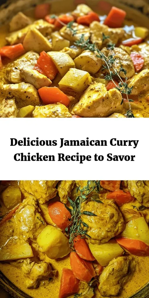 Bring the taste of the Caribbean to your kitchen with this authentic Jamaican Curry Chicken recipe! This flavorful dish features tender chicken marinated in aromatic spices like Jamaican curry and allspice, simmered with fresh vegetables, creamy coconut milk, and a hint of heat from Scotch bonnet pepper. Perfect over rice, this easy-to-follow recipe serves 4-6 and is sure to impress your family and friends with its rich flavors and vibrant colors. Dive into the mouthwatering essence of Jamaica!