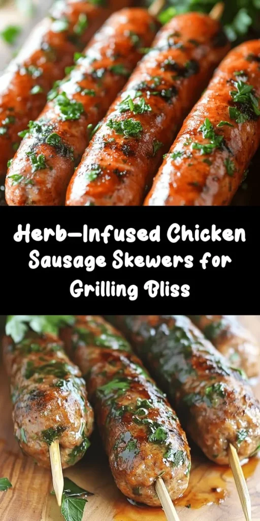 Discover the delicious flavors of these Sizzling Herb-Infused Chicken Sausage Skewers! This easy recipe combines ground chicken with fresh parsley, garlic, and spices to create juicy, flavorful skewers perfect for grilling. Ready in just 30 minutes, they’re a great option for a quick weeknight dinner or a weekend barbecue. Enjoy them warm with your favorite dipping sauce or a refreshing salad. Perfect for 4 servings! 🌿🍗✨