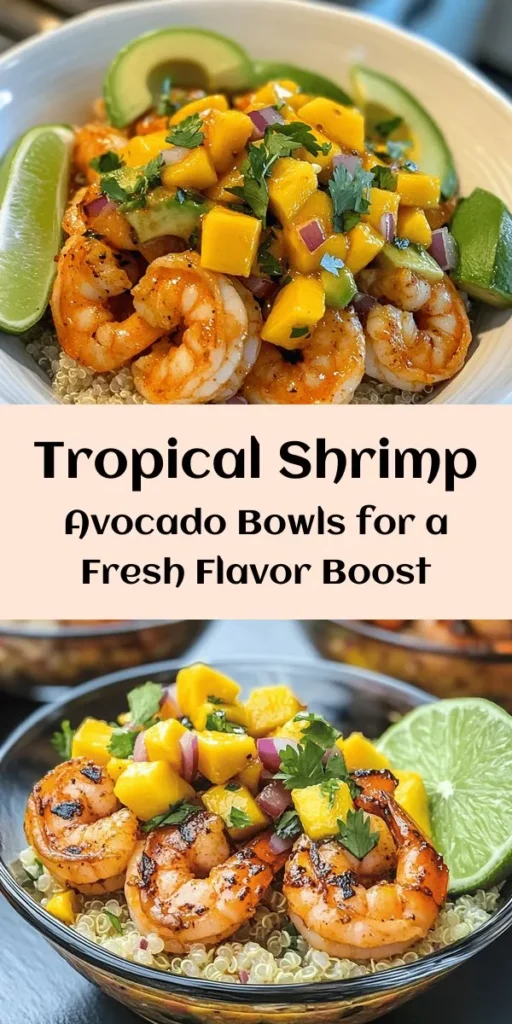 Dive into a tropical escape with these delicious Tropical Shrimp & Avocado Bowls! Featuring juicy shrimp marinated in zesty spices and paired with creamy avocado and vibrant mango salsa, this dish is a feast for the senses. Drizzle it with a tangy lime-chili sauce for the perfect kick. Serve it over quinoa or brown rice for a wholesome meal. Ready in just 35 minutes, it’s ideal for a quick lunch or dinner that brings sunshine to your table!