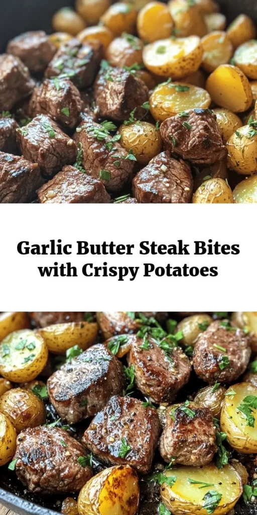 Indulge in a deliciously satisfying meal with these Garlic Butter Steak Bites and Potatoes! Perfect for a cozy dinner, this recipe features tender sirloin steak cubes seared to perfection and golden baby potatoes tossed in a rich garlic butter sauce infused with rosemary and thyme. Ready in just 30 minutes, it's a quick weeknight dinner option that’s sure to impress. Don't forget to garnish with fresh parsley for a burst of color!