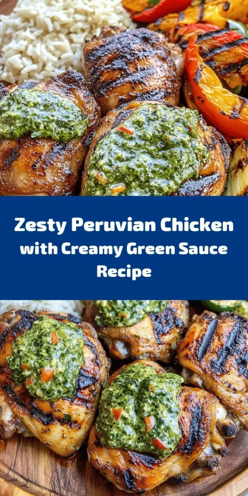 Savor the vibrant flavors of Peru with this delicious grilled chicken recipe topped with a creamy green sauce! Marinate juicy chicken thighs in spices and lime juice for unbeatable taste, then grill to perfection. The accompanying Aji Verde sauce made with fresh cilantro, mayo, and jalapeños adds a zesty kick. Perfect for your next family meal or BBQ. Serve with rice or veggies for a complete dish that will impress your guests!