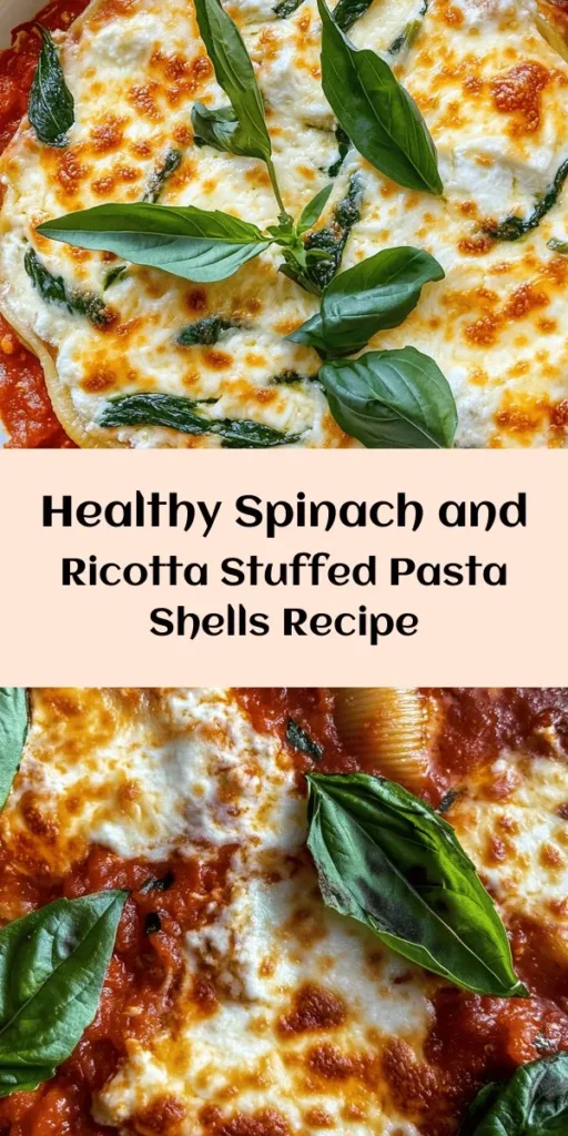 Discover a delicious way to enjoy veggies with these Easy Spinach and Ricotta Stuffed Shells! Filled with spinach, ricotta, and a blend of cheeses, this dish is not only hearty but also healthy. Simply cook the jumbo pasta shells, mix your filling, stuff the shells, and bake them in marinara sauce for a comforting dinner. With a prep time of just 20 minutes, this recipe serves four and is perfect for a weeknight meal. Don't forget to garnish with fresh basil for an extra touch!