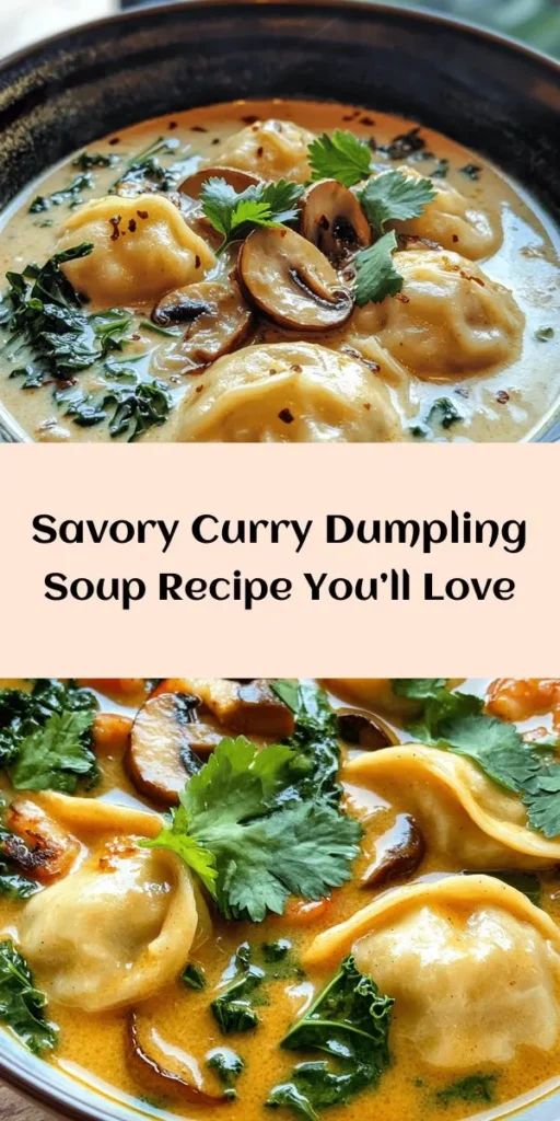 Warm up your day with this delicious Best Curry Dumpling Soup! Perfectly tender dumplings filled with savory chicken or tofu mingle in a rich, spicy broth made creamy with coconut milk. Loaded with vibrant veggies like kale and mushrooms, this comforting bowl is not only satisfying but also healthy. Whether you're a curry lover or just looking to try something new, this recipe is a must-try. Grab your ingredients and get cooking! 🍲🥟