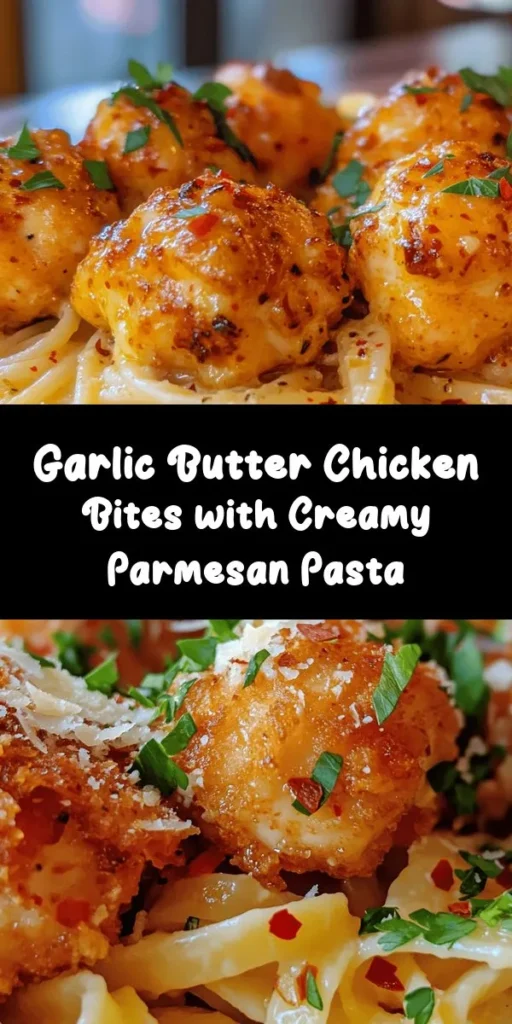 Elevate your dinner game with these Garlic Butter Chicken Bites paired with Savory Creamy Parmesan Pasta! This quick recipe features tender chicken bites cooked in a delicious garlic butter sauce, served over perfectly cooked fettuccine or spaghetti enveloped in a rich Parmesan cream sauce. With only 30 minutes of prep time, this dish is not only simple but also bursting with flavor. Perfect for a weeknight meal that feels indulgent!