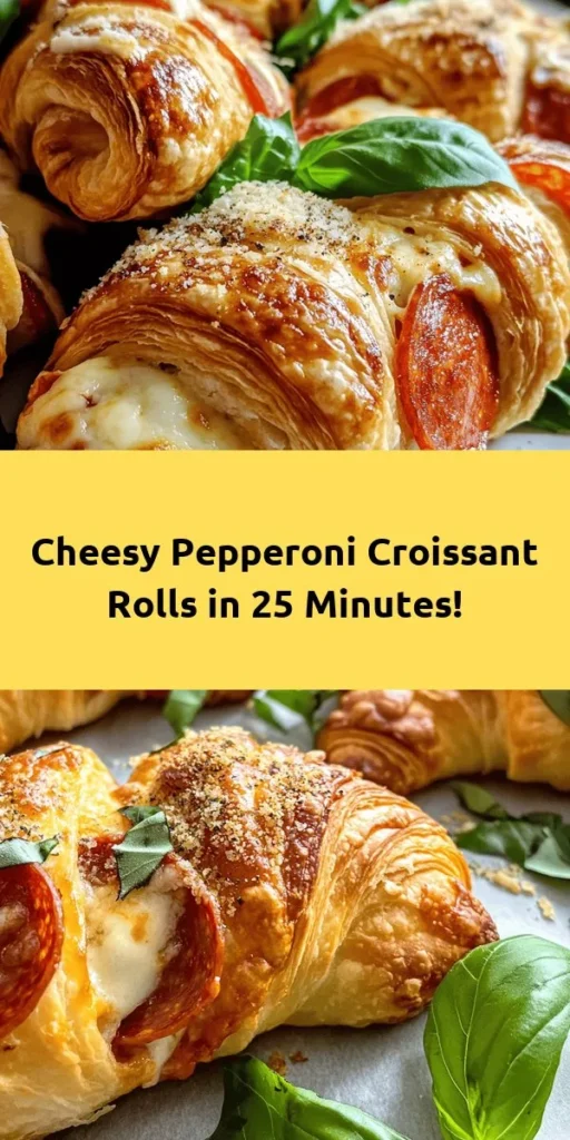 Indulge in the deliciousness of Mozzarella Pepperoni Croissant Rolls! These easy-to-make treats combine flaky crescent dough with gooey mozzarella, zesty pepperoni, and rich pizza sauce, all baked to golden perfection. Perfect as a snack or appetizer, they’re sure to impress guests or satisfy your pizza cravings. With just a few ingredients and 25 minutes, you'll have a warm, cheesy delight on your table. Enjoy them fresh out of the oven!