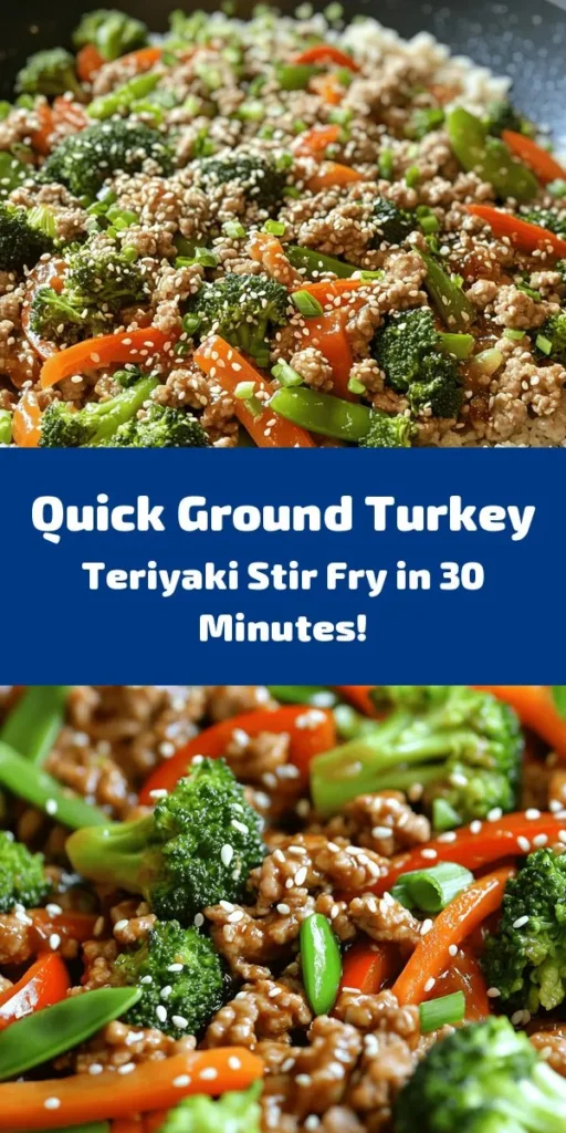 Looking for a quick and tasty dinner option? Try this Ground Turkey Teriyaki Stir Fry! Packed with fresh vegetables like broccoli, bell peppers, and snap peas, this dish is both nutritious and satisfying. The savory teriyaki sauce adds a delightful flavor that brings everything together. Ready in just 30 minutes, serve it over rice or quinoa for a complete meal. Perfect for busy weeknights or a flavorful family dinner!