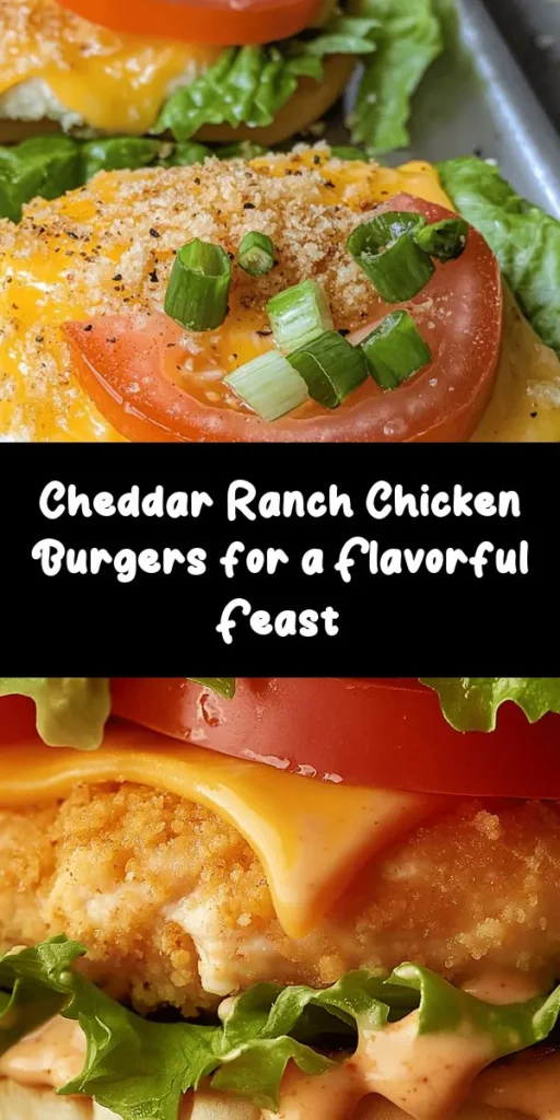 Get ready for a flavor explosion with these Cheddar Ranch Chicken Burgers! Juicy ground chicken mixed with sharp cheddar cheese and ranch seasoning creates the perfect patty. Ready in just 30 minutes, they’re a quick and delicious weeknight meal. Add your favorite toppings like lettuce, tomatoes, and ranch dressing, then serve with sweet potato fries or a fresh salad. Perfect for summer BBQs or any night you crave comfort food!