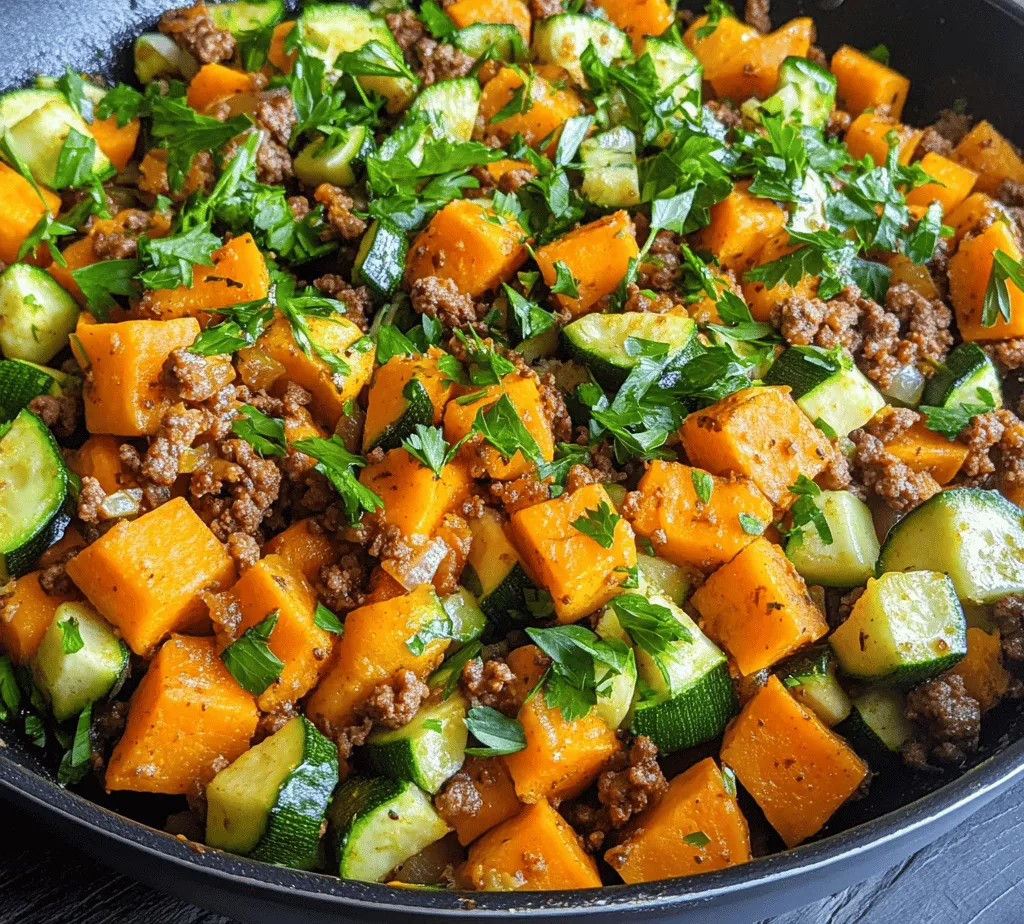 In today’s fast-paced world, finding a delicious and nutritious meal that can be prepared quickly is essential for many home cooks. The Ground Beef Zucchini Sweet Potato Skillet is a one-pan dish that not only satisfies cravings but also packs a punch in terms of flavor and nutrition. With the pressures of daily life, it’s crucial to have recipes that are not only quick to prepare but also wholesome and fulfilling.