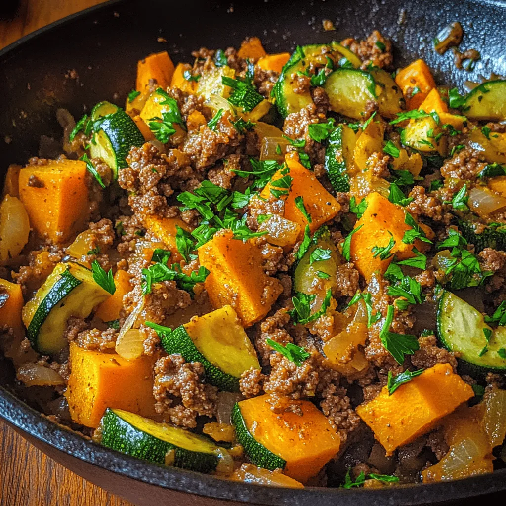 In today’s fast-paced world, finding a delicious and nutritious meal that can be prepared quickly is essential for many home cooks. The Ground Beef Zucchini Sweet Potato Skillet is a one-pan dish that not only satisfies cravings but also packs a punch in terms of flavor and nutrition. With the pressures of daily life, it’s crucial to have recipes that are not only quick to prepare but also wholesome and fulfilling.