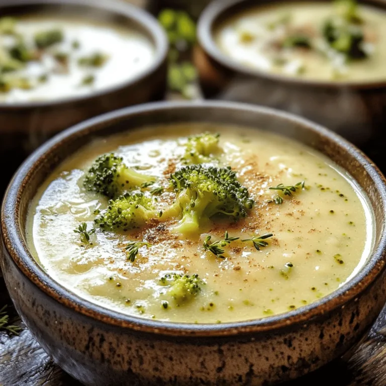 There's nothing quite like a warm bowl of soup to soothe the soul, and Cheesy Broccoli Bliss Soup is the epitome of comfort food. This rich and creamy concoction is not only deliciously indulgent but also brimming with the nutritional goodness of broccoli and cheese. Whether you're seeking a cozy meal on a chilly evening or a light, satisfying lunch during the warmer months, this soup fits the bill for any season. The combination of vibrant green broccoli and melted cheese creates a dish that is as visually appealing as it is flavorful, making it a delightful addition to any dining table.