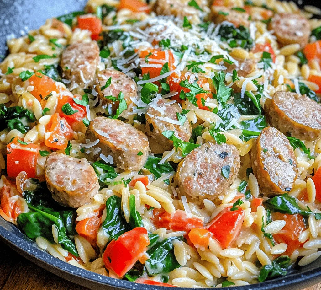 In the hustle and bustle of modern life, finding time to prepare a wholesome meal often feels like a daunting task. That's where one-pan meals come to the rescue, offering not only convenience but also a delightful blend of flavors and textures that can satisfy even the pickiest eaters. Among these comforting dishes, <strong>Creamy Chicken Sausage Orzo</strong> stands out as a crowd-pleaser that marries the heartiness of chicken sausage with the creamy goodness of orzo pasta.” /></p>
</p>
<p><strong>Nutritional Breakdown</strong></p>
</p>
<p>When it comes to enjoying a hearty meal like Creamy Chicken Sausage Orzo, understanding its nutritional value can enhance your eating experience. This dish combines tender chicken sausage, creamy orzo, and an array of vegetables, making it not only satisfying but also nutritious.</p>
</p>
<p>In a typical serving of Creamy Chicken Sausage Orzo, you can expect approximately 450-500 calories. The caloric content primarily comes from the chicken sausage, orzo pasta, and the cream or cheese used in the sauce. The macronutrient distribution is fairly balanced, with around 25 grams of protein, 40 grams of carbohydrates, and 15 grams of fat. This makes it a well-rounded meal that can keep you full and energized.</p>
</p>
<p>One of the standout features of this recipe is the use of low-sodium chicken broth. By choosing this option, you significantly reduce the sodium content without compromising flavor. This is particularly beneficial for those monitoring their salt intake. In fact, switching to low-sodium broth can save you up to 500 milligrams of sodium per serving compared to traditional chicken broth, making your meal heart-healthy.</p>
</p>
<p>When compared to traditional pasta dishes, Creamy Chicken Sausage Orzo stands out not just for its creamy texture and rich flavor, but also for its nutritional profile. Many traditional pasta dishes are often laden with excessive carbohydrates and fats, particularly when heavy sauces and cheeses are involved. This dish, however, strikes a delicate balance between indulgence and health, allowing you to enjoy a comforting meal without the guilt.</p>
</p>
<p><strong>Benefits of One-Pan Meals</strong></p>
</p>
<p>One-pan meals like Creamy Chicken Sausage Orzo are a game-changer for busy households. They offer numerous advantages that cater to modern cooking demands, making them a popular choice for family dinners.</p>
</p>
<p>First and foremost, the time-saving aspect cannot be overstated. With everything cooked in a single pan, meal preparation and cooking time is significantly reduced. This means you can have a delicious, homemade meal on the table in about 30-40 minutes, making it ideal for weeknight dinners when time is of the essence.</p>
</p>
<p>Moreover, one-pan meals lead to easy cleanup and reduced kitchen mess. With fewer dishes to wash, you can spend more time enjoying your meal and less time scrubbing pots and pans. This convenience is a major selling point for many home cooks who appreciate efficiency in the kitchen.</p>
</p>
<p>Additionally, the flexibility of one-pan meals allows for ingredient substitutions and variations. You can easily adapt the recipe to suit your dietary preferences or to use up ingredients you already have at home. This versatility not only minimizes food waste but also encourages creativity in the kitchen.</p>
</p>
<p><strong>Serving Suggestions</strong></p>
</p>
<p>To elevate your dining experience with Creamy Chicken Sausage Orzo, consider pairing it with complementary sides. A fresh garden salad can provide a crisp contrast to the creamy texture of the orzo. A simple arugula salad tossed with cherry tomatoes, shaved Parmesan, and a lemon vinaigrette is a perfect choice. Alternatively, a side of roasted vegetables, such as asparagus or Brussels sprouts, can add both color and nutrition to your plate.</p>
</p>
<p>Bread is another excellent accompaniment. A warm, crusty baguette or homemade garlic bread can be perfect for soaking up any remaining creamy sauce. These simple additions can transform your meal into a delightful dining experience.</p>
</p>
<p>For beverage pairings, a light white wine such as Pinot Grigio or Sauvignon Blanc complements the flavors of the dish beautifully. If you prefer non-alcoholic options, a sparkling water with a splash of lemon or a refreshing iced tea can also enhance your meal.</p>
</p>
<p>Garnishing your Creamy Chicken Sausage Orzo can make it visually appealing. Consider topping the dish with freshly chopped parsley, a sprinkle of grated Parmesan, or a drizzle of olive oil. These small touches can add flavor and elevate the presentation, making your meal feel like a restaurant-quality dish.</p>
</p>
<p><strong>Variations of Creamy Chicken Sausage Orzo</strong></p>
</p>
<p>One of the great things about Creamy Chicken Sausage Orzo is its adaptability. You can easily tailor the recipe to suit your tastes or dietary needs, making it a versatile option for any occasion.</p>
</p>
<p>For protein substitutions, consider using turkey sausage or chicken breast if you prefer a leaner option. Alternatively, for a vegetarian twist, you can replace the sausage with sautéed mushrooms or chickpeas, which will still provide that hearty, satisfying texture.</p>
</p>
<p>When it comes to vegetables, the options are virtually endless. You can add spinach, kale, or bell peppers to the mix for added nutrition and flavor. Seasonal variations also allow you to incorporate ingredients based on what’s fresh and available. For instance, in the fall, you might add roasted butternut squash or in the summer, fresh zucchini and corn.</p>
</p>
<p>If you’re looking for a vegan adaptation, simply swap out the orzo for a plant-based pasta and use a non-dairy cream alternative, such as coconut milk or cashew cream. By making these adjustments, you can enjoy a creamy, satisfying dish that aligns with your dietary preferences.</p>
</p>
<p><strong>Conclusion</strong></p>
</p>
<p>Creamy Chicken Sausage Orzo is more than just a comforting meal; it’s a blend of flavors, textures, and nutrition that appeals to a wide variety of palates. With its balance of protein, carbohydrates, and healthy fats, it serves as a wholesome option for family dinners or gatherings.</p>
</p>
<p>The dish’s one-pan nature not only saves time and simplifies cleanup but also encourages creativity in the kitchen. Whether you stick to the original recipe or explore various substitutions and adaptations, Creamy Chicken Sausage Orzo can easily become a staple in your culinary repertoire.</p>
</p>
<p>As you embark on your cooking journey, remember that this dish is a canvas for your creativity. Don’t hesitate to experiment with different ingredients and flavors to make it your own. Enjoy the process, savor the delicious results, and share the joy of cooking with your loved ones. Whether it’s a busy weeknight or a casual gathering, this recipe stands out as a delicious, nutritious option that everyone can enjoy.</p>
<div id=