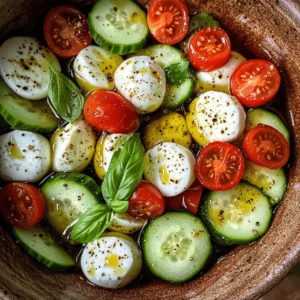 Salads are the epitome of versatility in the culinary world, serving as light meals, vibrant side dishes, or even the star of the dinner table. With their crisp textures, bright colors, and refreshing flavors, salads not only nourish the body but also excite the palate. Among the plethora of salad options, the Easy Cucumber Caprese Salad stands out as a simple yet elegant dish that perfectly encapsulates the essence of summer. This delightful salad combines the classic elements of the traditional Caprese, replacing the standard tomatoes with crunchy cucumbers for a refreshing twist that is perfect for gatherings or a quick weeknight dinner.