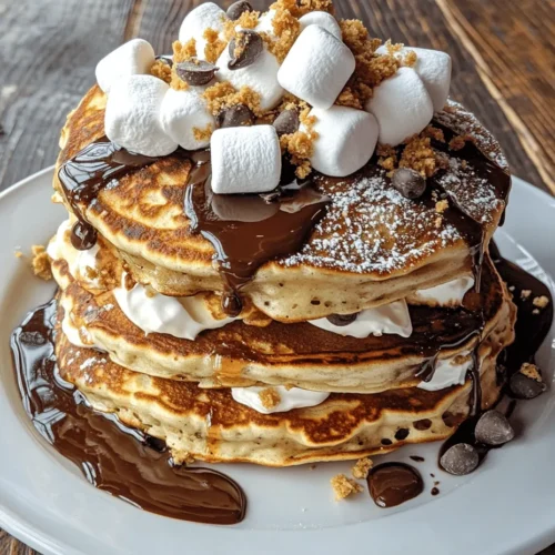 Imagine waking up to the tantalizing aroma of pancakes wafting through your kitchen, reminiscent of warm summer nights spent around a campfire, roasting marshmallows to perfection. Now, imagine those pancakes infused with the gooey goodness of S’mores—a classic treat that combines melted chocolate, crunchy graham crackers, and fluffy marshmallows. This is precisely what S’mores Pancakes Delight offers: a delightful twist on a beloved breakfast staple that not only satisfies your morning cravings but also evokes the nostalgic joy of childhood camping adventures.