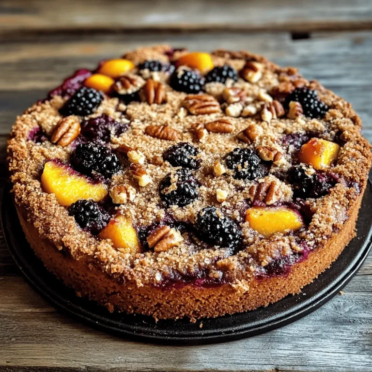 As the sun shines brighter and the days grow longer, the fruits of summer come into their full glory. One such delightful combination is that of peaches and blackberries, which brings a burst of flavor and sweetness to any dish. This Delightful Peach Blackberry Coffee Cake is the perfect embodiment of summer's bounty, melding the juicy, tender sweetness of fresh peaches with the tartness of blackberries. This cake is not just a treat for the taste buds; it also offers a beautiful presentation, making it an ideal centerpiece for brunches, afternoon teas, or even casual gatherings with friends and family.