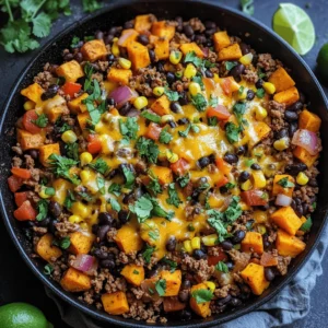 In the world of quick and nutritious meals, the Southwest Ground Beef and Sweet Potato Skillet stands out as a vibrant and hearty option that captures the essence of Southwestern cooking. This dish is not only visually appealing with its mix of colors and textures, but it also delivers a punch of flavor that can satisfy even the heartiest of appetites. As we navigate the hustle and bustle of modern life, finding meals that are both delicious and time-efficient becomes increasingly important. This one-skillet recipe is an excellent solution for busy weeknights, allowing you to prepare a wholesome dinner without the hassle of multiple pots and pans.