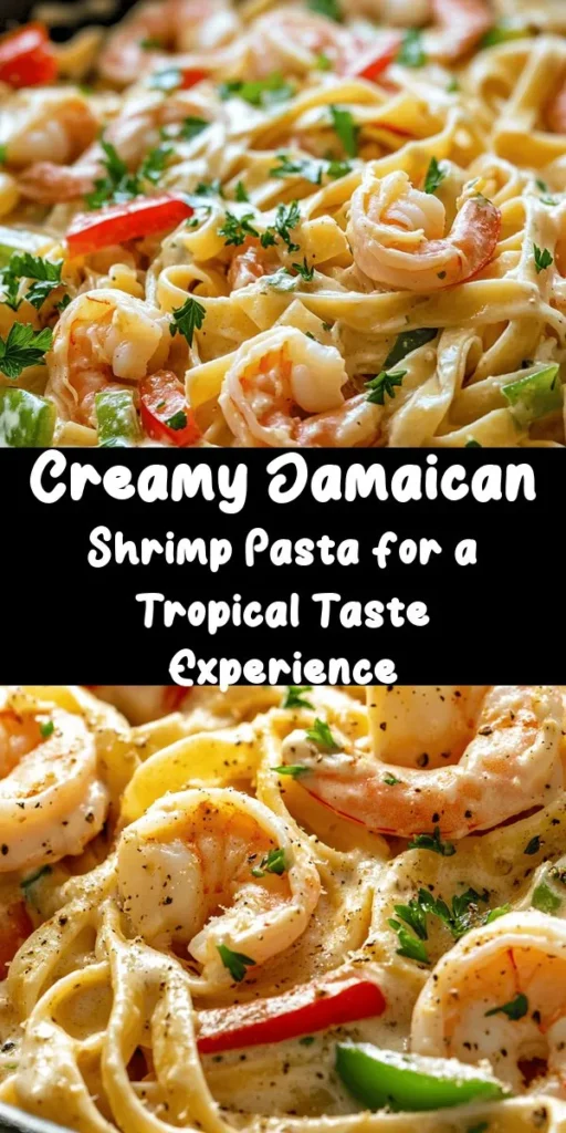 Indulge in the vibrant flavors of Jamaica with this creamy shrimp pasta recipe! Made with succulent shrimp, colorful bell peppers, and a rich creamy sauce, this dish is easy to prepare and is ready in just 30 minutes. The unique blend of Jamaican allspice, paprika, and a hint of heat from cayenne gives it a delightful twist. Garnish with fresh parsley and serve for a colorful and delicious meal that will impress your family and friends! Enjoy your culinary adventure!