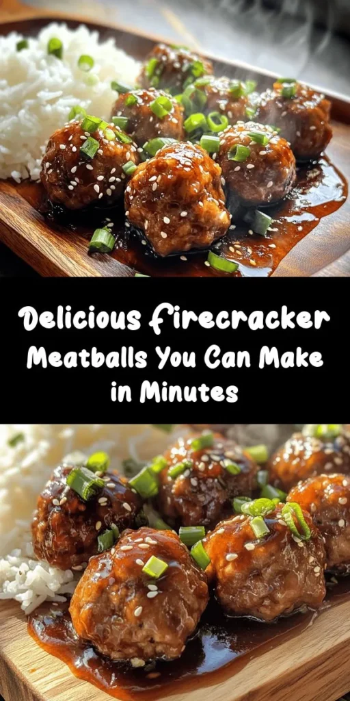 Spice up your dinner with these Easy Firecracker Meatballs! Juicy, flavorful meatballs made with ground pork (or beef) and a zesty blend of garlic, ginger, and green onions create a delightful explosion of taste. Baked to perfection and drizzled with a tangy firecracker sauce, these irresistible bites are perfect for any occasion. Pair with rice or noodles for a complete meal your family will love. Ready in just 35 minutes, they’re as quick as they are delicious!