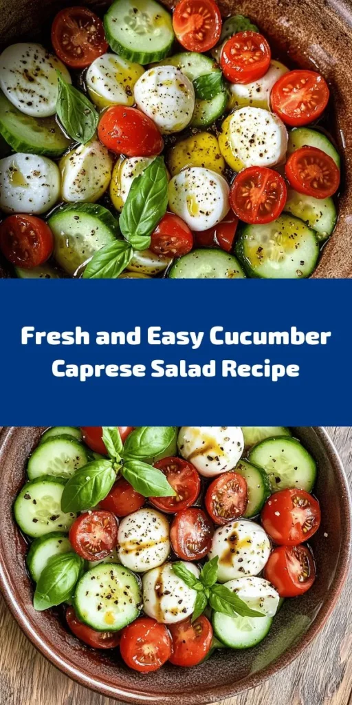 Fresh and vibrant, this Easy Cucumber Caprese Salad is perfect for any occasion! Made with crisp cucumbers, juicy cherry tomatoes, creamy mozzarella, and fragrant basil, it’s a delightful twist on a classic favorite. The homemade dressing of olive oil and balsamic vinegar adds a touch of tang, making this dish a refreshing appetizer or side. Ready in just 15 minutes, it's a simple, healthy addition to your table that everyone will love!