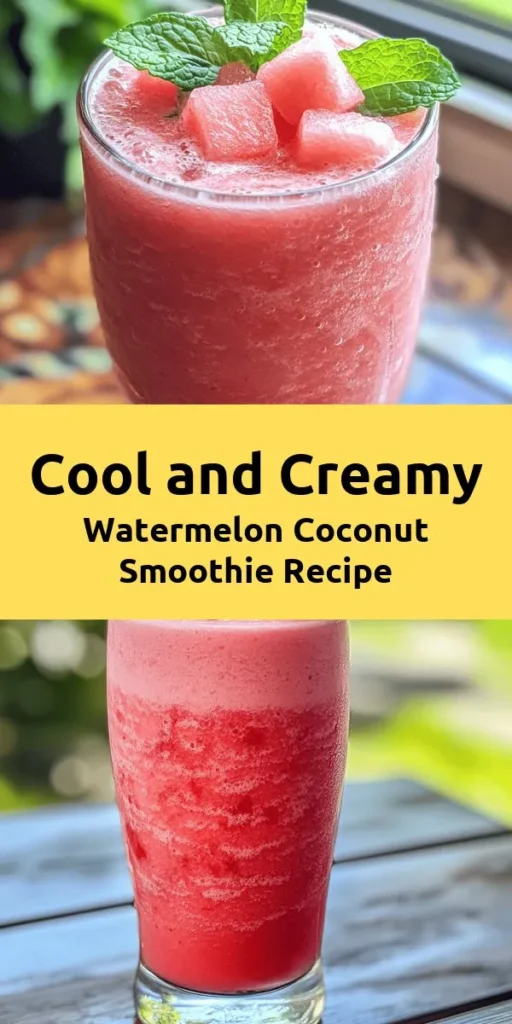 Beat the heat with this Refreshing Watermelon Smoothie featuring hydrating coconut water! Made with juicy watermelon, creamy Greek yogurt, a splash of lime, and optional honey, this smoothie is perfect for a quick breakfast or a revitalizing snack. In just 10 minutes, blend your way to a deliciously cool drink, and don't forget to top it off with fresh mint for an extra burst of flavor. Enjoy a taste of summer in every sip!