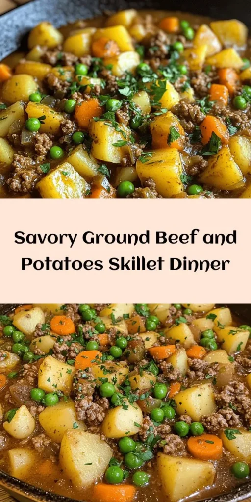 Looking for a comforting family meal? Try this delicious Ground Beef and Potatoes recipe! With just one skillet, you’ll sauté onions and garlic, brown the beef, and cook tender potatoes all in one go. Enhanced with Worcestershire sauce, paprika, and thyme, it's packed with flavor and includes a colorful mix of peas and carrots. Perfect for a hearty weeknight dinner, this easy dish comes together in under an hour. Don’t forget the fresh parsley on top for that finishing touch!