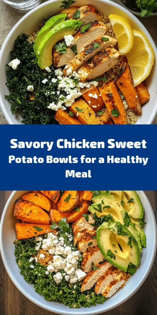 Discover the ultimate comfort food with these Savory Chicken and Sweet Potato Bowls! This nutritious recipe features tender chicken breasts, roasted sweet potatoes, and sautéed greens, all served over a hearty base of quinoa or rice. Topped with creamy avocado and optional feta cheese, this dish is bursting with flavor. Perfect for meal prep or a cozy dinner, it’s both satisfying and healthy. Add a squeeze of lemon for a refreshing touch!