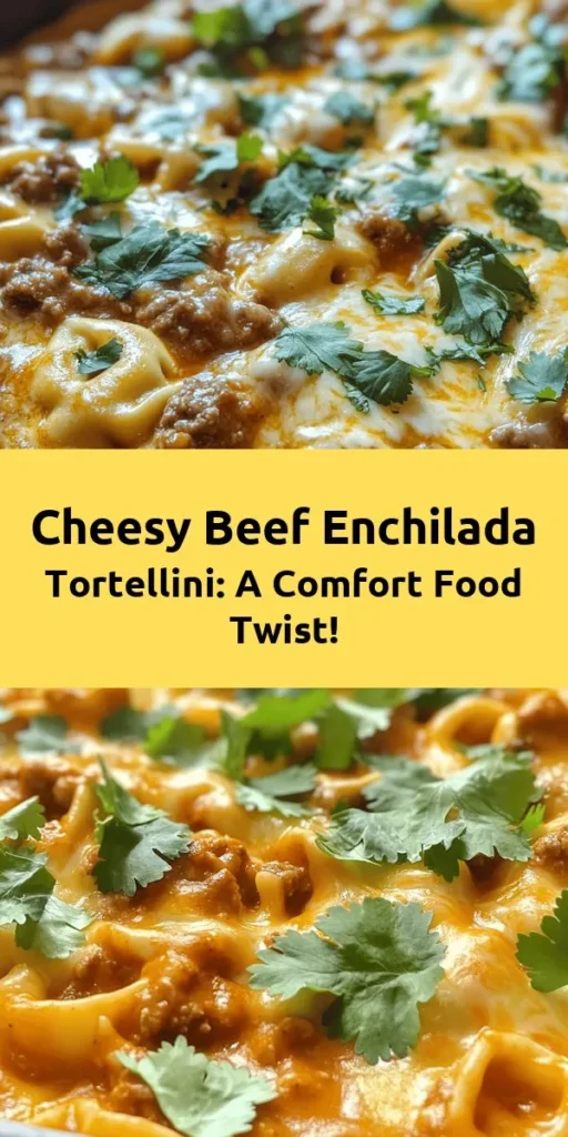 Looking for a delicious twist on classic flavors? Try this Cheesy Beef Enchilada Tortellini! This quick and easy recipe features ground beef, enchilada sauce, and cheesy tortellini, all cooked together in a creamy, cheesy mixture. Perfect for a weeknight dinner, it’s packed with flavor and a little southwestern flair. Garnish with fresh cilantro for an extra touch. Ready in just 30 minutes, it’s sure to be a family favorite!