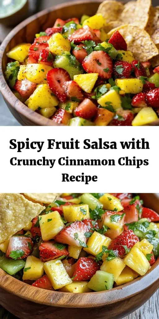 Looking for a vibrant and refreshing snack? Try this Spicy Fruit Salsa paired with Crunchy Cinnamon Chips! Featuring a delightful mix of strawberries, mango, kiwi, and pineapple tossed with red onion, cilantro, and a touch of honey and lime, this salsa is bursting with flavor. Serve it with warm, crispy cinnamon-sugar tortilla chips for the perfect crunchy complement. Great for parties or a light treat at home!