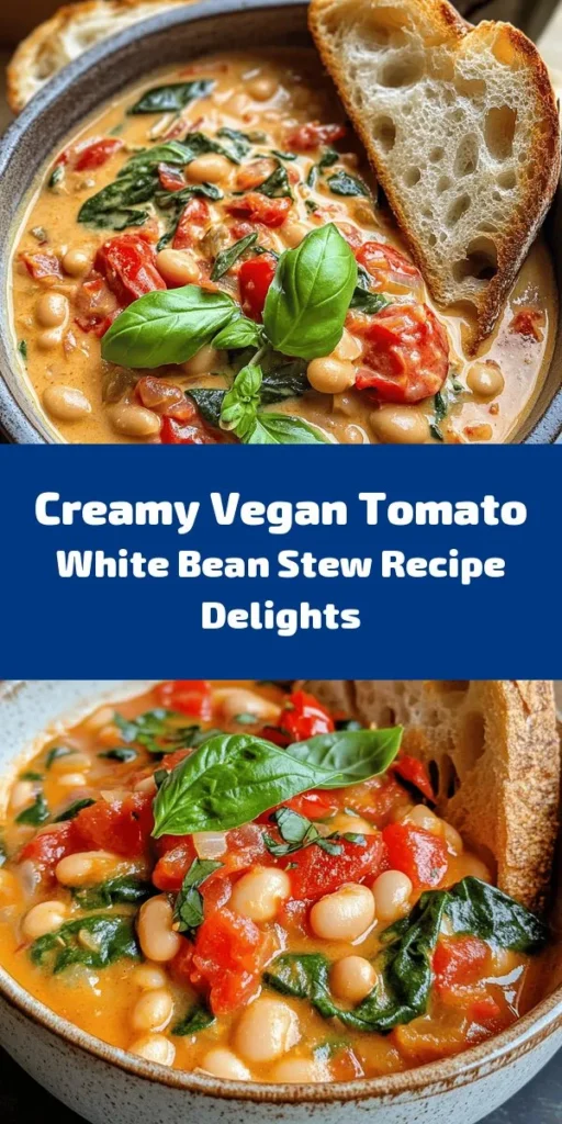 Indulge in the comforting flavors of this creamy vegan tomato white bean stew! Packed with nutritious ingredients like fresh spinach, carrots, and white beans, this dish is not only hearty but also completely plant-based. With a rich coconut milk base and vibrant spices, it's perfect for a cozy dinner or a hearty lunch. Serve it warm with crusty bread for the ultimate experience. Enjoy a bowl of warmth that’s ready in just 40 minutes!