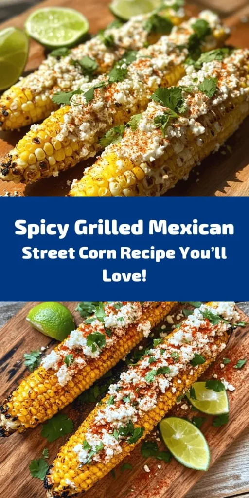Elevate your summer BBQ with this delicious Grilled & Spiced Mexican Street Corn recipe! Enjoy the sweetness of grilled corn slathered in a creamy and zesty sauce made with mayonnaise, sour cream, and Cotija cheese, and spiced up with chili powder and cayenne. Topped with fresh cilantro and a squeeze of lime, this dish is sure to impress. Perfect as a side for gatherings, it's easy to prepare and bursting with flavor. Grab the recipe and bring a taste of Mexico to your table!
