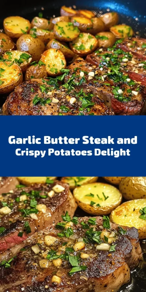 Indulge in this Sizzling Garlic Butter Steak & Potatoes recipe that’s perfect for a delicious dinner! Juicy ribeye steaks are seasoned to perfection, seared, and bathed in a rich garlic butter sauce with hints of rosemary. Pair it with crispy baby Yukon gold potatoes for a comforting side that’s bursting with flavor. Ready in just 40 minutes, this recipe elevates your dining experience effortlessly. Perfect for impressing your family or guests!