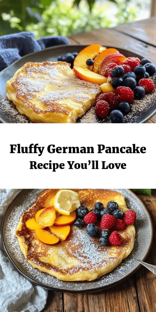 Indulge in the light and fluffy goodness of a Baked German Pancake! This easy recipe combines simple ingredients like eggs, milk, and flour to create a delightful breakfast treat. Just blend the batter, melt butter in a hot baking dish, and watch it puff up beautifully in the oven. Finish with a dusting of powdered sugar and fresh fruits for a burst of flavor. Perfect for brunch or a weekend family gathering, this pancake is sure to impress!