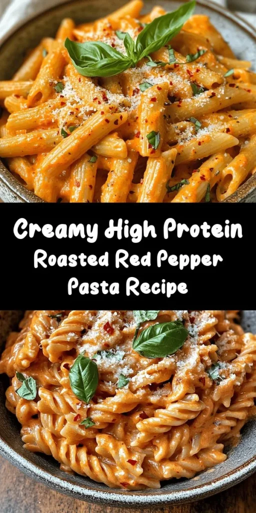 Indulge in this delicious High Protein Creamy Roasted Red Pepper Pasta that’s perfect for a quick weeknight dinner! Made with whole wheat pasta, creamy cottage cheese, and vibrant roasted red peppers, it’s not only nutritious but also bursting with flavor. Ready in just 30 minutes, this dish can be customized with grilled chicken or shrimp for an extra protein boost. Garnish with fresh basil and extra Parmesan for a delightful finish. Try it tonight!