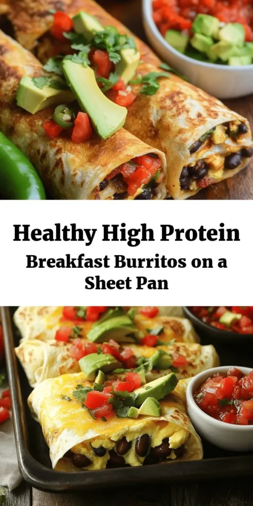 Start your day right with these Macro-Friendly High Protein Sheet Pan Breakfast Burritos! Packed with 6 large eggs, black beans, quinoa, and vibrant veggies, these burritos are not only delicious but also nutritious. Easy to make and perfect for meal prep, just bake, slice, and wrap in whole wheat tortillas. Serve with avocado and salsa for an extra kick! Enjoy a hearty breakfast that keeps you energized throughout the day!