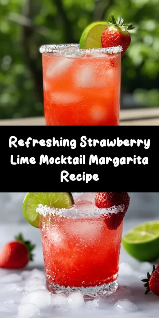 Celebrate with a refreshing Strawberry Lime Mocktail Margarita that's perfect for any occasion! Made with fresh strawberries, zesty lime juice, and a touch of agave syrup, this bubbly drink is a delightful treat. Rim your glasses with sea salt for an added kick, pour in the sparkling water, and serve over ice. Garnish with lime wedges and strawberries for an eye-catching finish. Cheers to summer vibes in every sip!