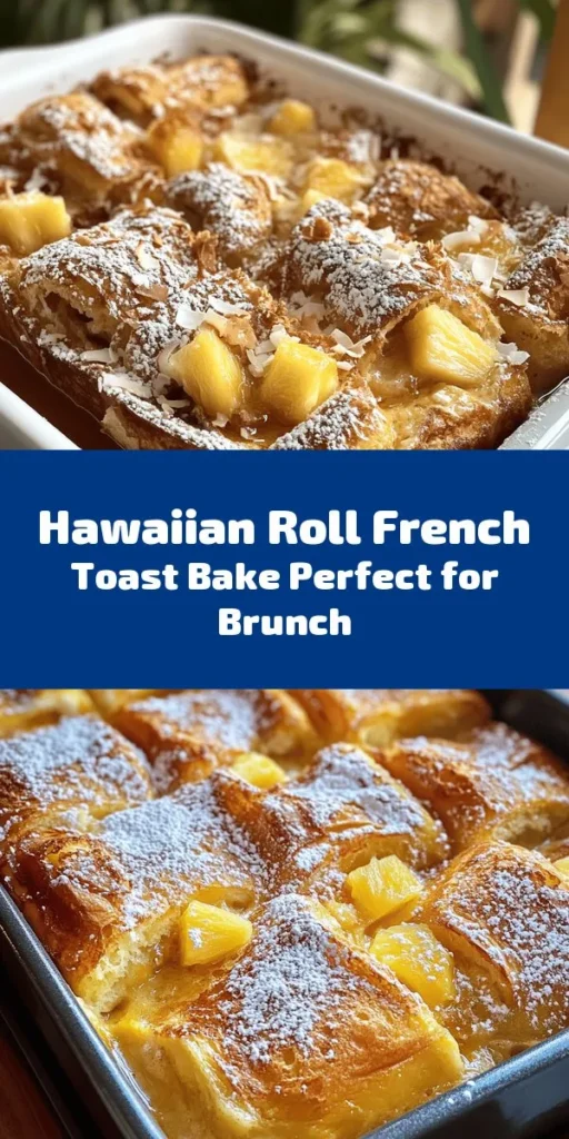 Indulge in a delightful breakfast with this Sweet Hawaiian Roll French Toast Bake! This easy recipe transforms soft Hawaiian rolls into a creamy, custardy bake, perfect for mornings or brunch gatherings. Made with eggs, milk, cream, and a hint of cinnamon, you can even add crushed pineapple and coconut for a tropical twist. Top with powdered sugar and drizzle with maple syrup for a sweet finish. Enjoy a delicious slice that’s sure to impress!