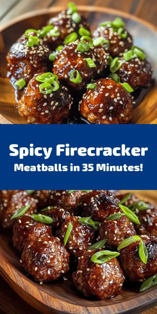 Spice up your dinner with these Easy Firecracker Meatballs! Made with ground beef or turkey, breadcrumbs, and an explosion of flavor from garlic, smoked paprika, and fresh parsley, these tender meatballs are paired with a zesty firecracker sauce featuring BBQ, sriracha, soy sauce, and rice vinegar. Perfect for appetizers, over rice, or in subs, they’re sure to be a hit! Garnish with sesame seeds and green onions for an irresistible touch!
